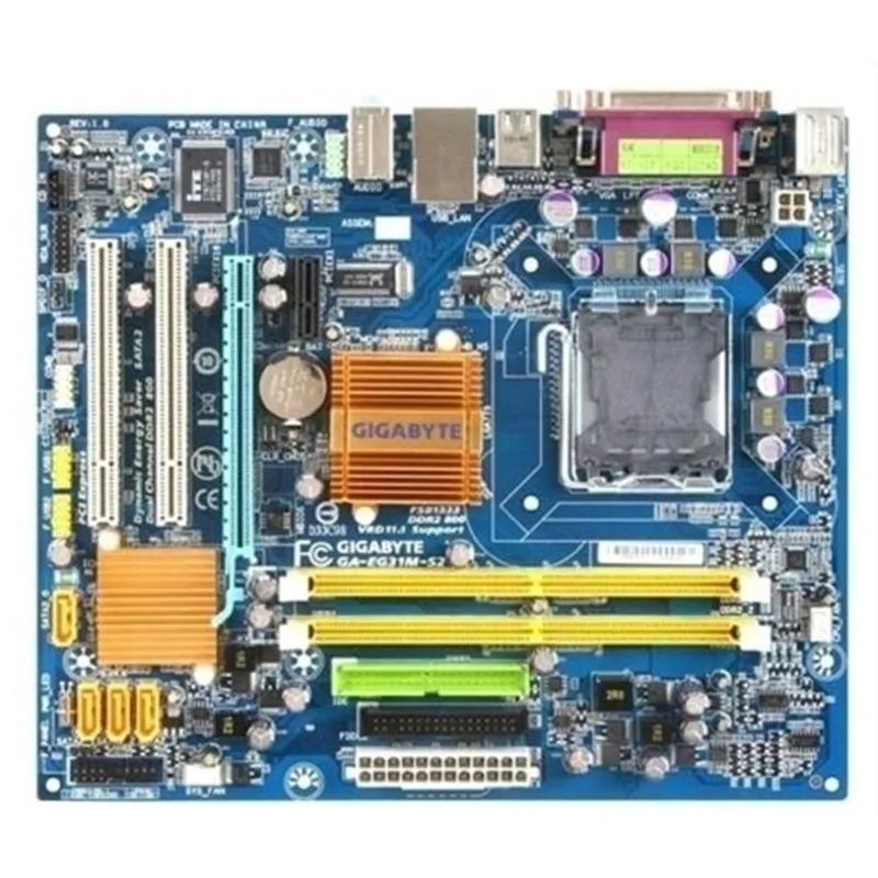 Бесплатная доставка оригинальная материнская плата для Gigabyte GA-EG31M-S2 EG31M-S2 DDR2 LGA 775
