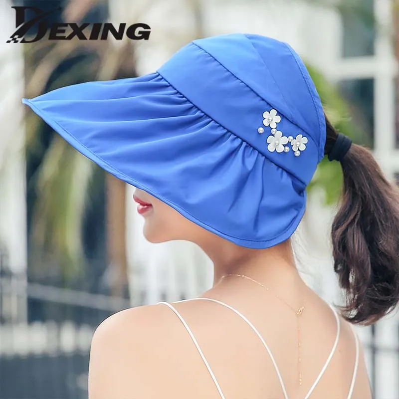2019 women summer Sun Hats pearl packable sun visor hat with big heads wide brim beach hat UV protection female cap
2019 women summer Sun Hats pearl packable sun visor hat with big heads wide brim beach hat UV protection female cap