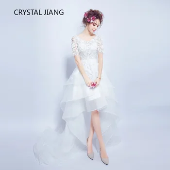 New Fashion 2019 Scoop Collar High Low Wedding Dresses Custom made Short Sleeves Lace Boho Wedding Dress Bridal Gown
New Fashion 2019 Scoop Collar High Low Wedding Dresses Custom made Short Sleeves Lace Boho Wedding Dress Bridal Gown