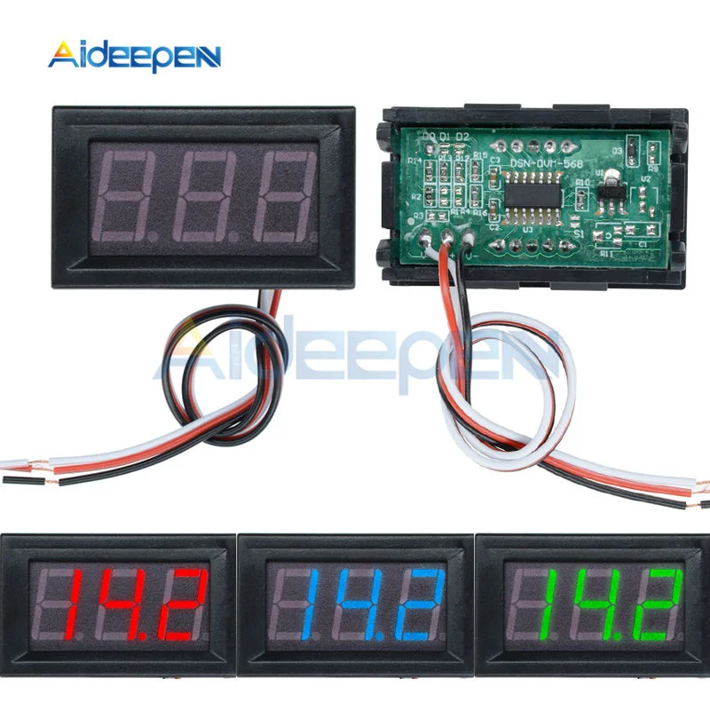 0.56" 3 Wire LED Digital Voltmeter DC 0-30V 0-99.9V 0-100V Voltage Meter Car Motorcycle Volt Tester Detector Red Green Blue
0.56" 3 Wire LED Digital Voltmeter DC 0-30V 0-99.9V 0-100V Voltage Meter Car Motorcycle Volt Tester Detector Red Green Blue