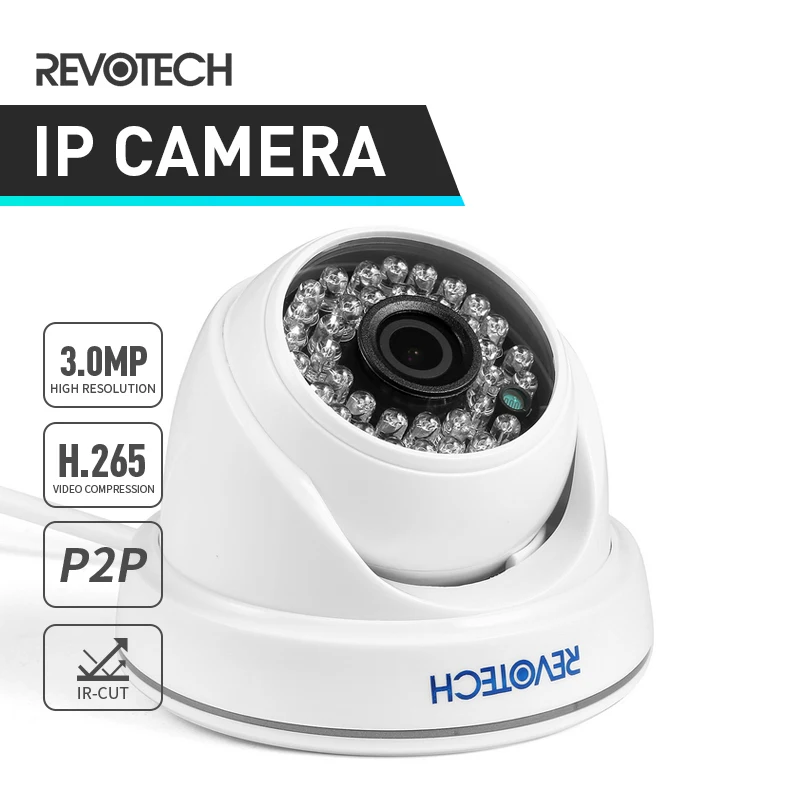 HD H.265 3MP внутренняя IP камера 1296P / 1080P 36 светодиодный ИК Ночное Видение купольная ONVIF