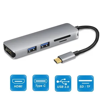 50set Typt-c Type C Hub USB C USB3.1 Hub with HDMI 5 in 1 Combo Hub with 2 USB3.0 Ports SD TF Card Reader For Macbook Samsung
50set Typt-c Type C Hub USB C USB3.1 Hub with HDMI 5 in 1 Combo Hub with 2 USB3.0 Ports SD TF Card Reader For Macbook Samsung