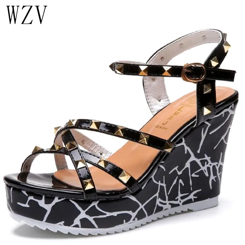 Women Sandals 2019 Rivets Platform Sandals Wedges Shoes for Women Heels Sandalias Mujer Summer Shoes Leather Wedge Heels Sandals
Women Sandals 2019 Rivets Platform Sandals Wedges Shoes for Women Heels Sandalias Mujer Summer Shoes Leather Wedge Heels Sandals
