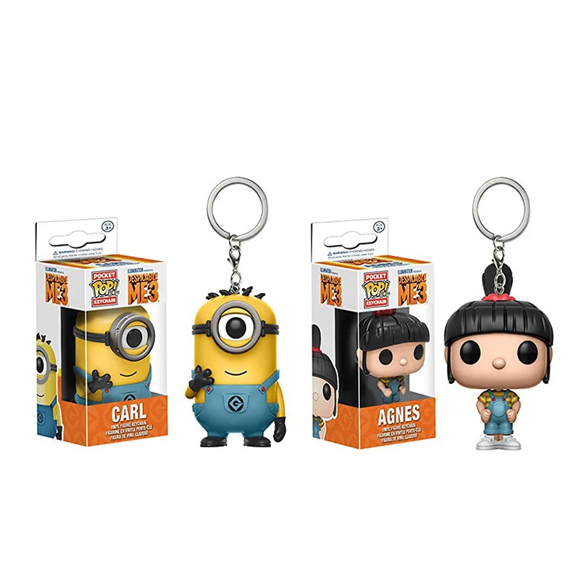 

Funko POP cute keychain Despicable-Me3 Minions CARL & AGNES action Figure Collection Model Toys for children with retail box