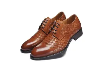 Lace-Up Pointed toes Oxforda Genuine Leather Men's Dress Shoe Handmade Knitting diamond-type lattice Patchwork Male Casual Shoes
Lace-Up Pointed toes Oxforda Genuine Leather Men's Dress Shoe Handmade Knitting diamond-type lattice Patchwork Male Casual Shoes