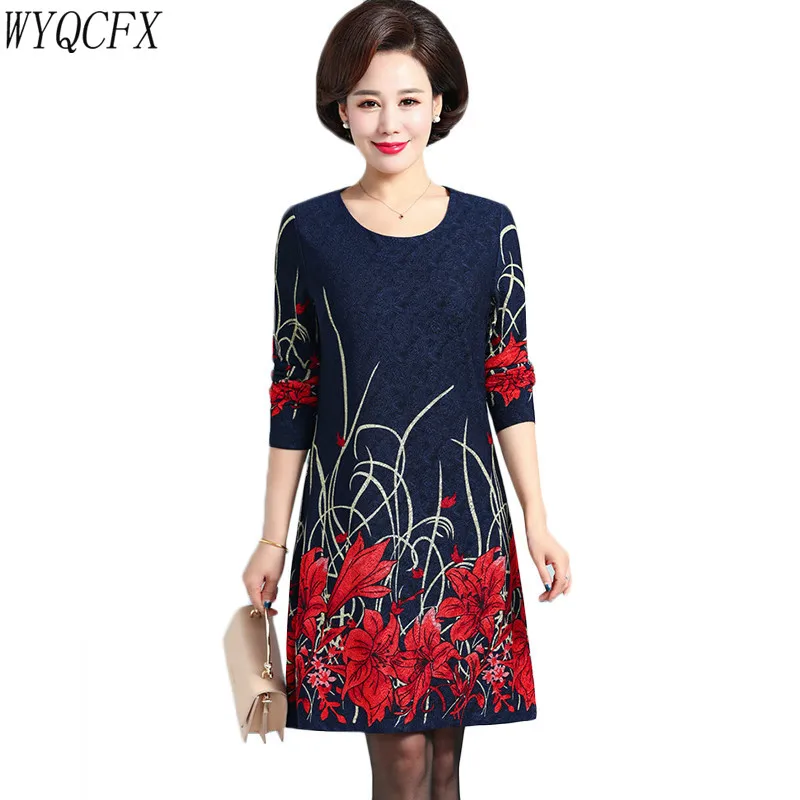 Long Sleeve Dress Women Printed Elegant Middle-aged Plus Size 5XL Mini Dresses Female 2019 spring autumn Casual Loose Vestidos
Long Sleeve Dress Women Printed Elegant Middle-aged Plus Size 5XL Mini Dresses Female 2019 spring autumn Casual Loose Vestidos