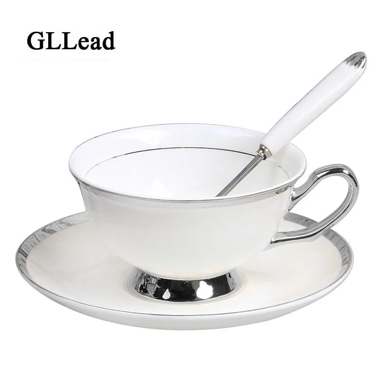 GLLead Gold Plating Bone China Coffee Cup Saucer Teacup Porcelain Sets With Spoon High Quality Ceramic Black Tea Cups Drinkware
GLLead Gold Plating Bone China Coffee Cup Saucer Teacup Porcelain Sets With Spoon High Quality Ceramic Black Tea Cups Drinkware