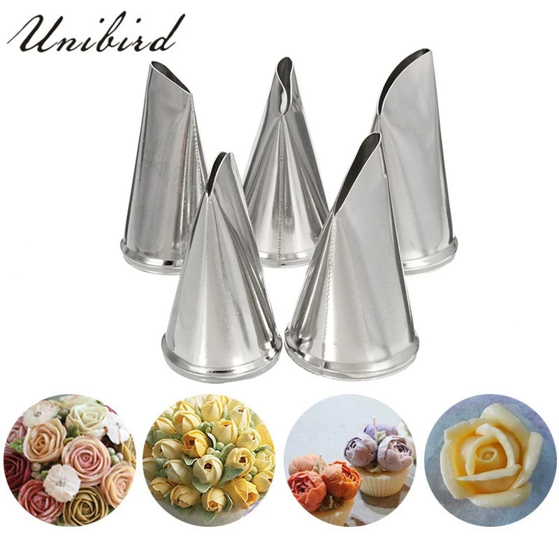 Unibird 5Pcs/Set Stainless Steel Pastry Nozzles for Cream Tip Rose Flower Shape Icing Piping DIY Cake Decorating Tool Bakeware
Unibird 5Pcs/Set Stainless Steel Pastry Nozzles for Cream Tip Rose Flower Shape Icing Piping DIY Cake Decorating Tool Bakeware