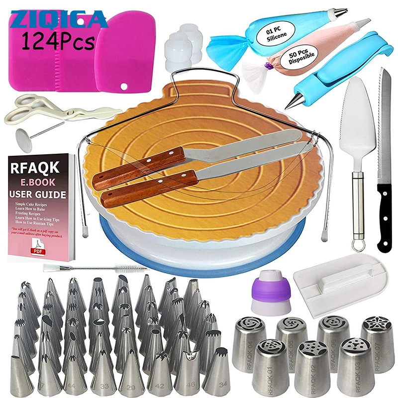 ZIQICA 124Pcs Cake Turntable Decorating Tip Mouth Sets Dessert Decorators & Turntable Sets Fondant Cake Baking Tool
ZIQICA 124Pcs Cake Turntable Decorating Tip Mouth Sets Dessert Decorators & Turntable Sets Fondant Cake Baking Tool