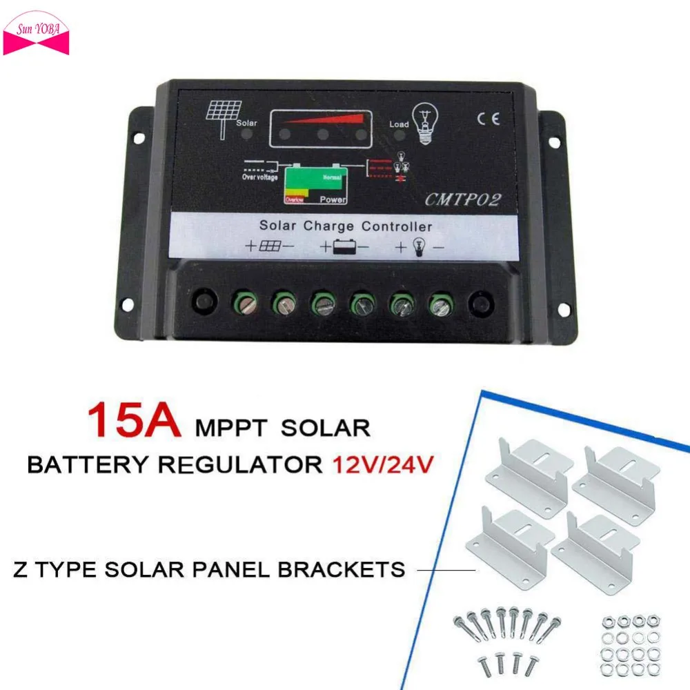 15A MPPT 12V/24V Solar Panel Charge Controller Battery Regulator Safe Protection Auto Switch + Z Shape Brackets Mount
15A MPPT 12V/24V Solar Panel Charge Controller Battery Regulator Safe Protection Auto Switch + Z Shape Brackets Mount