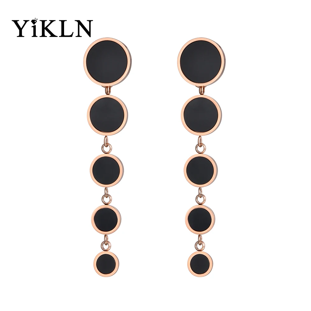 YiKLN Bohemia Stainless Steel Earring Separate 5 Black Discs Stud Earrings Rose Gold Color Jewelry For Women Gift YE18449
YiKLN Bohemia Stainless Steel Earring Separate 5 Black Discs Stud Earrings Rose Gold Color Jewelry For Women Gift YE18449