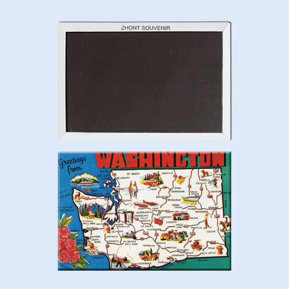 Decorative Fridge Magnets greetings from Washington Map Souvenir for Store 20191 Vintage Image
Decorative Fridge Magnets greetings from Washington Map Souvenir for Store 20191 Vintage Image