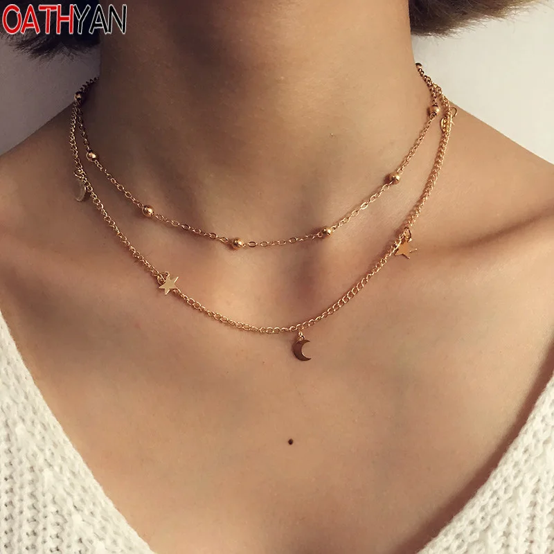 OATHYAN Simple Star Moon Pendant Necklace For Women Multilayer Statement Necklaces Pentagram Beach Choker Fashion Jewelry Gifts
OATHYAN Simple Star Moon Pendant Necklace For Women Multilayer Statement Necklaces Pentagram Beach Choker Fashion Jewelry Gifts