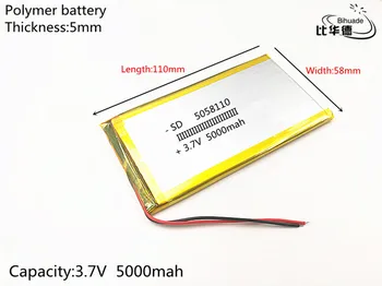 1pcs/lot 3.7V 5000mAh 5058110 Lithium Polymer Li-Po li ion Rechargeable Battery cells For Mp3 MP4 DIY PAD DVD
1pcs/lot 3.7V 5000mAh 5058110 Lithium Polymer Li-Po li ion Rechargeable Battery cells For Mp3 MP4 DIY PAD DVD