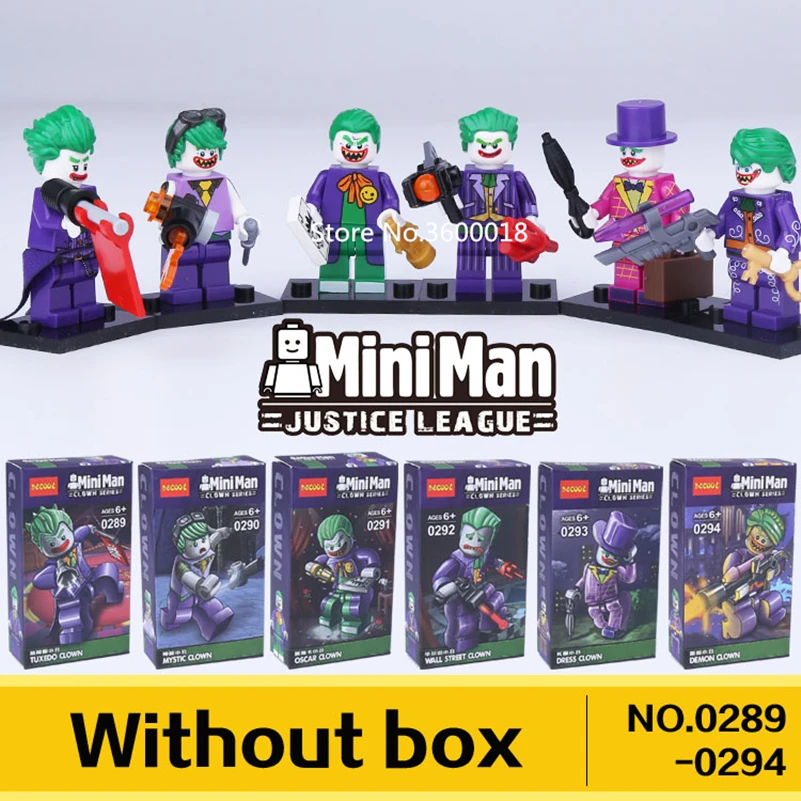 Decool 0289-0294 Demon Dress Mystic Oscar Tuxedo Wall Street Clown Building Bricks Block Toys 6pcs/lot Children's gift
Decool 0289-0294 Demon Dress Mystic Oscar Tuxedo Wall Street Clown Building Bricks Block Toys 6pcs/lot Children's gift