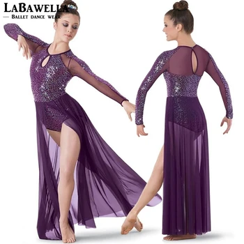 dark purple sparkling sequin body long sleeve stage performance dance costume Contemporary&Lyrica ballet dress BL0026
dark purple sparkling sequin body long sleeve stage performance dance costume Contemporary&Lyrica ballet dress BL0026