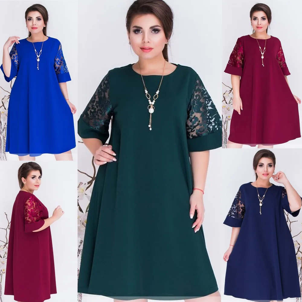 Plus Size Women Loose Summer Dress Solid Half Sleeve O-neck Lace Knee Length Dress Size XL-6XL
Plus Size Women Loose Summer Dress Solid Half Sleeve O-neck Lace Knee Length Dress Size XL-6XL