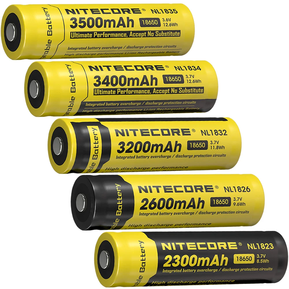 

100% Original NITECORE NL1823/NL1826/NL1832/NL1834/NL1835 3.7V Li-ion Protected Battery Button Top for 18650 Type Flashlights