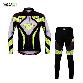 WOSAWE 100% Polyester Men's Cycling Jersey Sets Long Sleeve Bicycle Shirts + Gel Padded Pants Summer Spring Cycling Clothings 
WOSAWE 100% Polyester Men's Cycling Jersey Sets Long Sleeve Bicycle Shirts + Gel Padded Pants Summer Spring Cycling Clothings