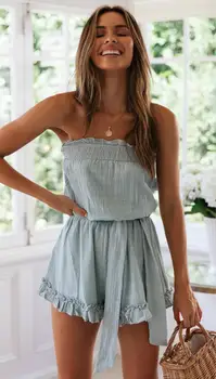 2019 summer bow jumpsuit romper ruffle short playsuit bohemian beach rompers female Slash Neck Casual
2019 summer bow jumpsuit romper ruffle short playsuit bohemian beach rompers female Slash Neck Casual
