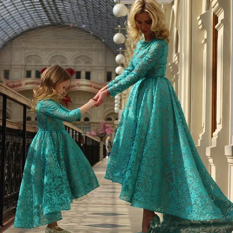 Long Sleeves Arabic Mother And Daughter Prom Party Dresses Full Lace Hunter Custom Made Cheap Hi Lo Evening Gowns
Long Sleeves Arabic Mother And Daughter Prom Party Dresses Full Lace Hunter Custom Made Cheap Hi Lo Evening Gowns