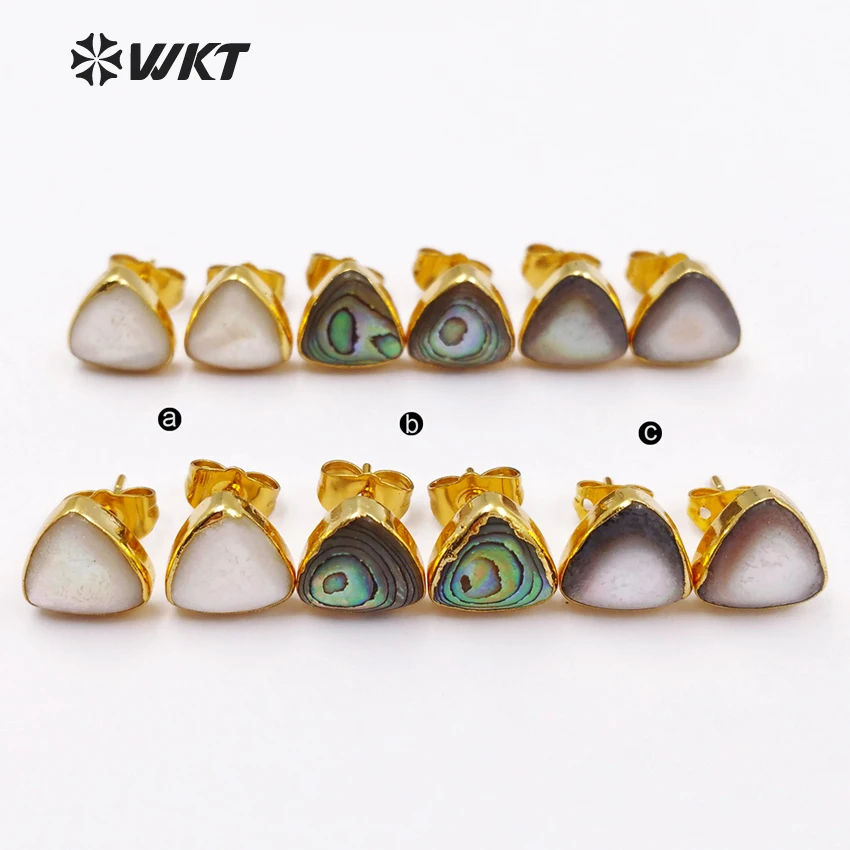 WT-E415 New Design Simple Style Natural Shell Earrings Mini Triangle Abalone Shell Stud Earring With Brass For About 8mm
WT-E415 New Design Simple Style Natural Shell Earrings Mini Triangle Abalone Shell Stud Earring With Brass For About 8mm