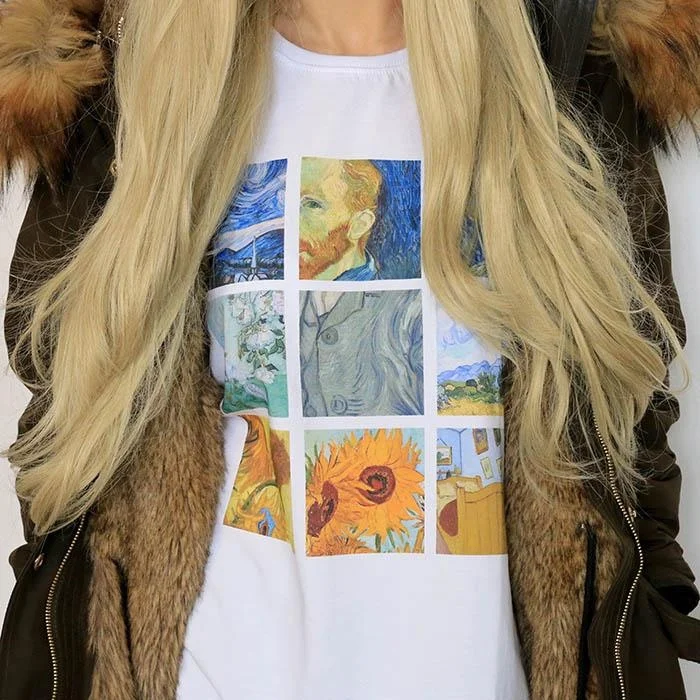 HAHAYULE Women Van Gogh Painting Vintage T-Shirt Tumblr Grunge Aesthetic Printed Tee Short Sleeves White Tops
HAHAYULE Women Van Gogh Painting Vintage T-Shirt Tumblr Grunge Aesthetic Printed Tee Short Sleeves White Tops
