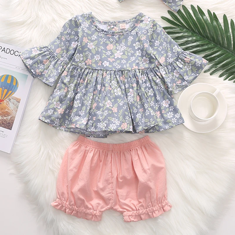 2019 Girl Clothes Sets Printed Floral Skirt Solid Color Ruffle Shorts Three Piece Set Of Toddler Girl Clothes 1-4Y
2019 Girl Clothes Sets Printed Floral Skirt Solid Color Ruffle Shorts Three Piece Set Of Toddler Girl Clothes 1-4Y