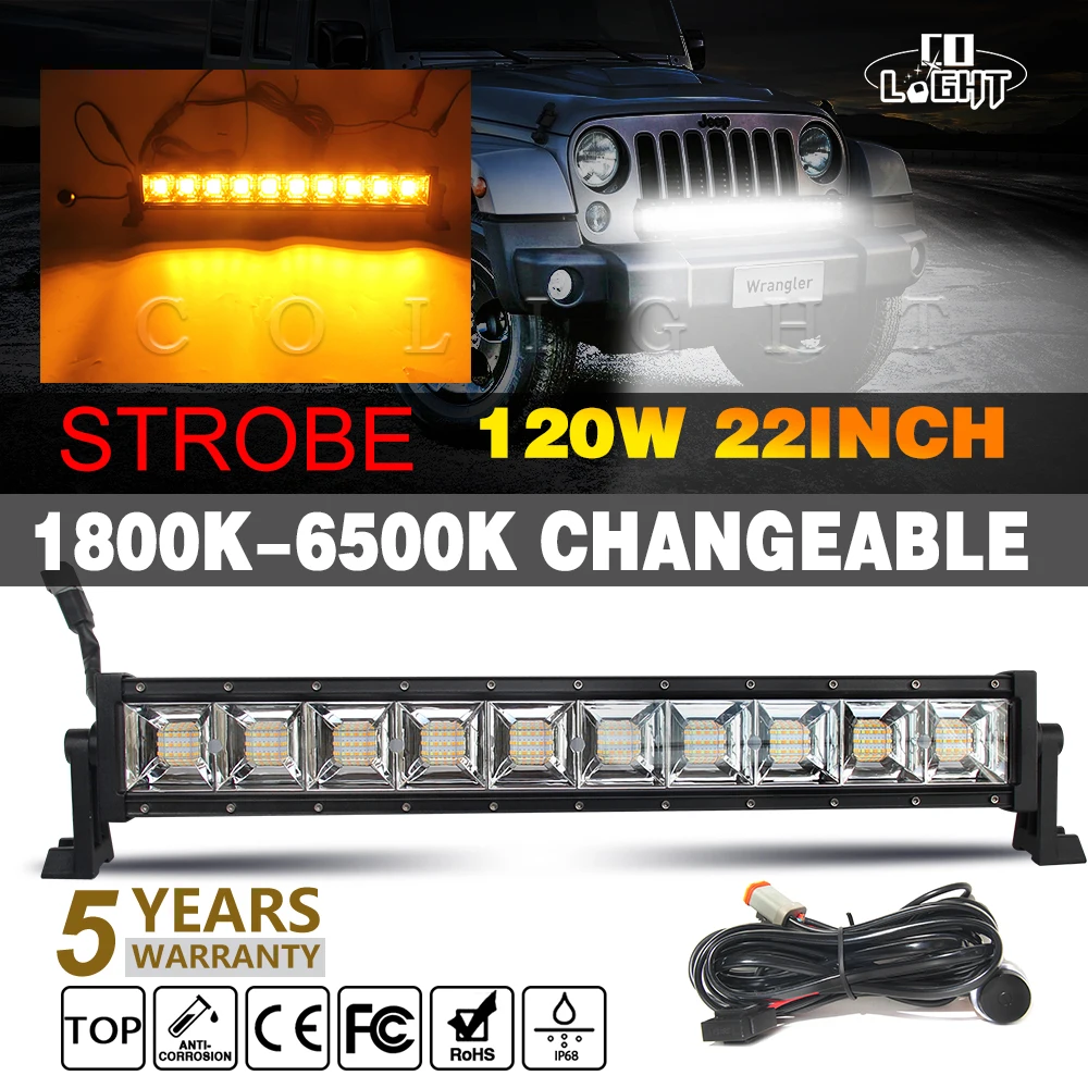 CO LIGHT 22Inch 120W Led Light Bar Amber+White Led Work Light 12V for Niva 4x4 Offroad Led Bar Auto Driving Warning Flash Light
CO LIGHT 22Inch 120W Led Light Bar Amber+White Led Work Light 12V for Niva 4x4 Offroad Led Bar Auto Driving Warning Flash Light