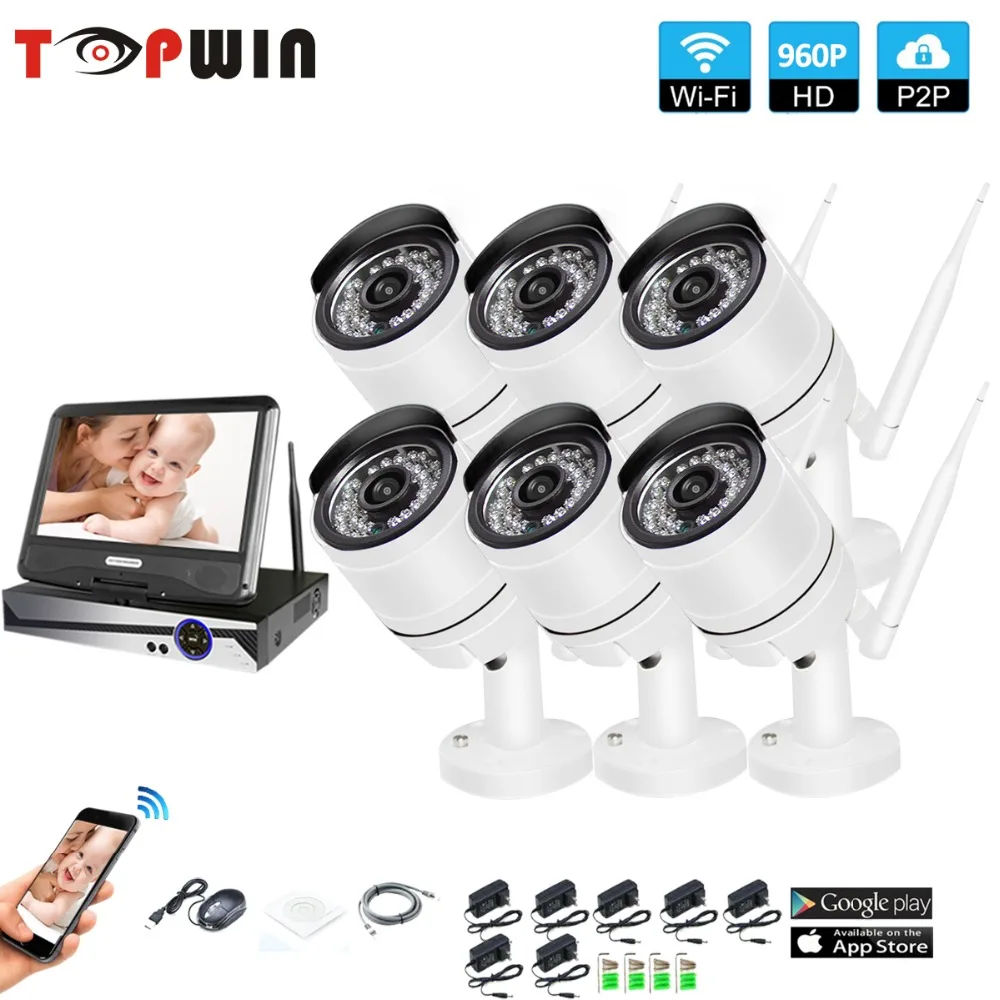 Wireless Surveillance System Network 10.1" LCD Monitor NVR Recorder Wifi Kit 6CH 960P HD Video Inputs 6PS 1.3MP Security Camera
Wireless Surveillance System Network 10.1" LCD Monitor NVR Recorder Wifi Kit 6CH 960P HD Video Inputs 6PS 1.3MP Security Camera