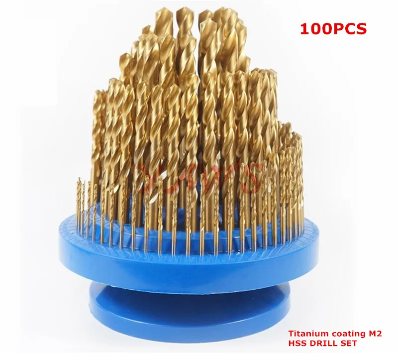 100PCS HSS Twist drill bit set,Titanium coating M2 cutting band steel, stainless steel and other materials
100PCS HSS Twist drill bit set,Titanium coating M2 cutting band steel, stainless steel and other materials