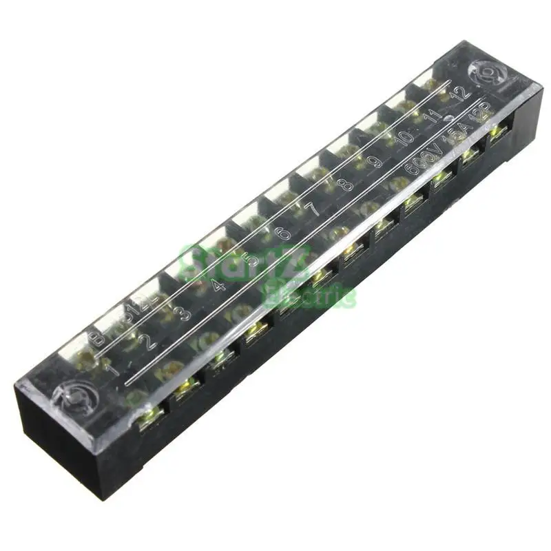 New 600V 15A Dual Row 12 Positions Screw Terminal Safety Covered Electric Barrier Strip Block
New 600V 15A Dual Row 12 Positions Screw Terminal Safety Covered Electric Barrier Strip Block