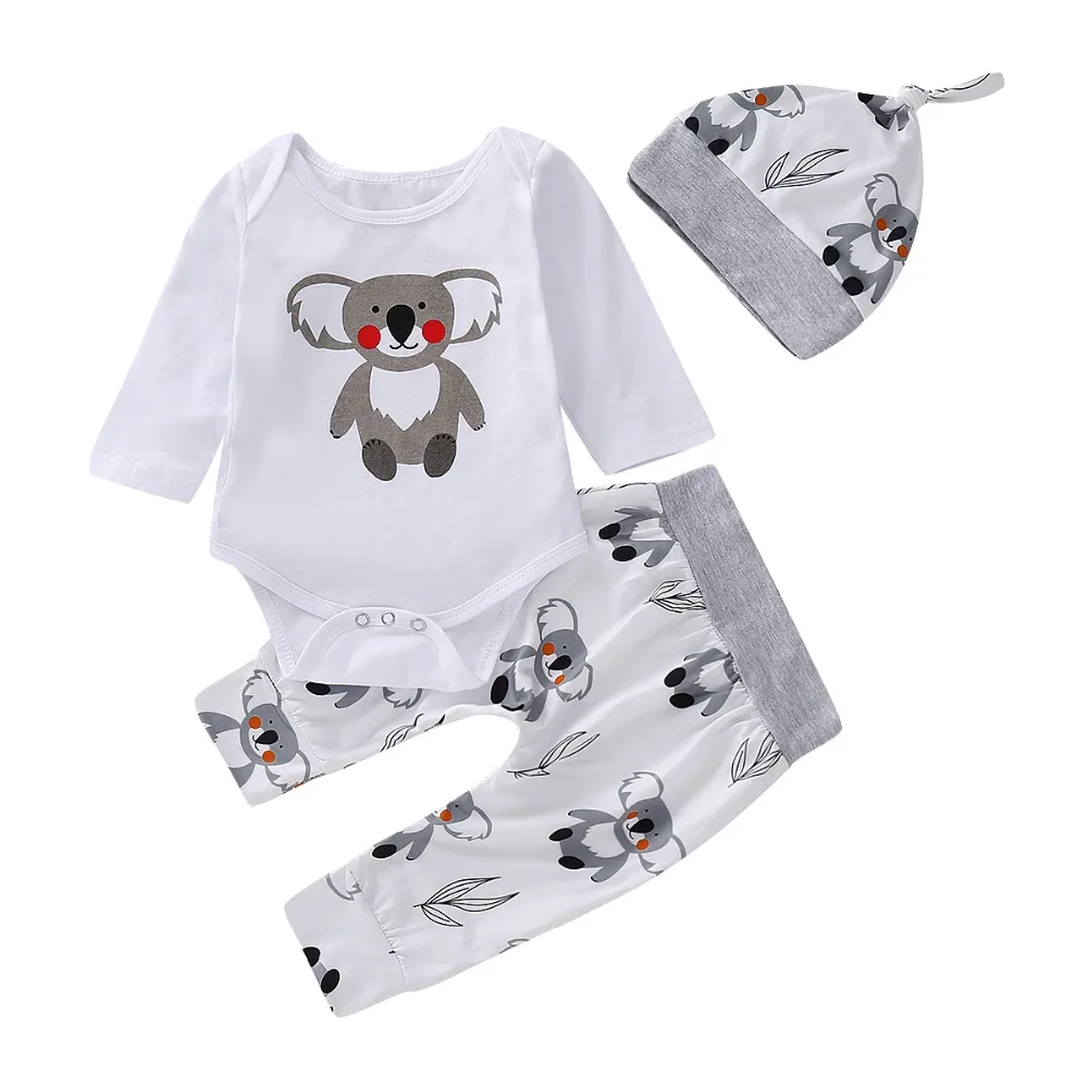 3pcs Newborn Baby Unisex Clothes Sets 0-18M Romper + Trousers + Caps Toddler Infant Outfits Spring Long Sleeve Kids Costumes New
3pcs Newborn Baby Unisex Clothes Sets 0-18M Romper + Trousers + Caps Toddler Infant Outfits Spring Long Sleeve Kids Costumes New