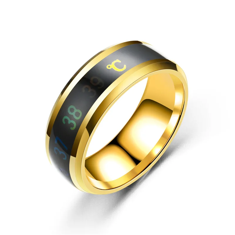 Умное кольцо из нержавеющей стали с температурой для влюбленных пар меняющее