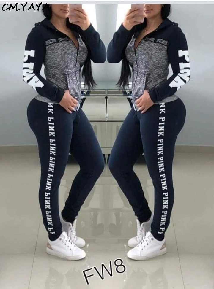 Autumn Long Sleeve Pink Letter print jackets + skinny legged long pants two pieces women's set sporty tracksuit outfits A9084
Autumn Long Sleeve Pink Letter print jackets + skinny legged long pants two pieces women's set sporty tracksuit outfits A9084