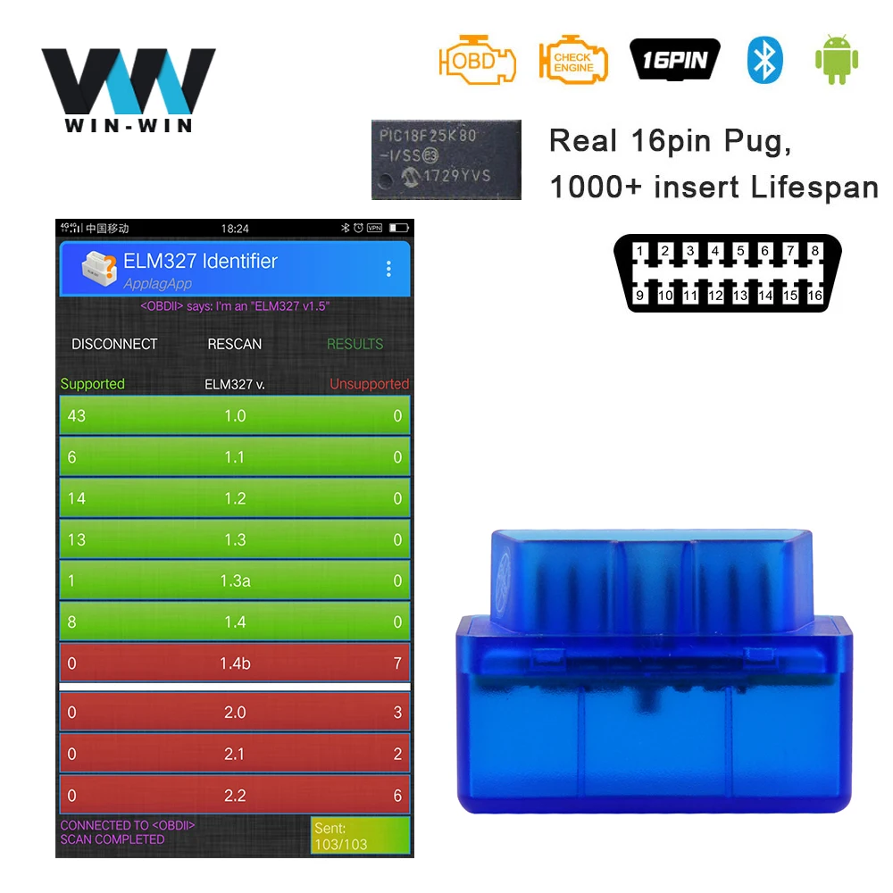 Super Mini ELM327 V1.5 PIC18F25K80 Bluetooth 2.0 For Android OBDII Code Reader Support J1850 Protocol obd obd2 Diagnostic tool
Super Mini ELM327 V1.5 PIC18F25K80 Bluetooth 2.0 For Android OBDII Code Reader Support J1850 Protocol obd obd2 Diagnostic tool