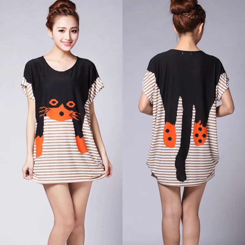 2018 summer women casual cat print cartoon short sleeve t shirts tops & tees plus size pullover loose tunic L-5XL big large
2018 summer women casual cat print cartoon short sleeve t shirts tops & tees plus size pullover loose tunic L-5XL big large