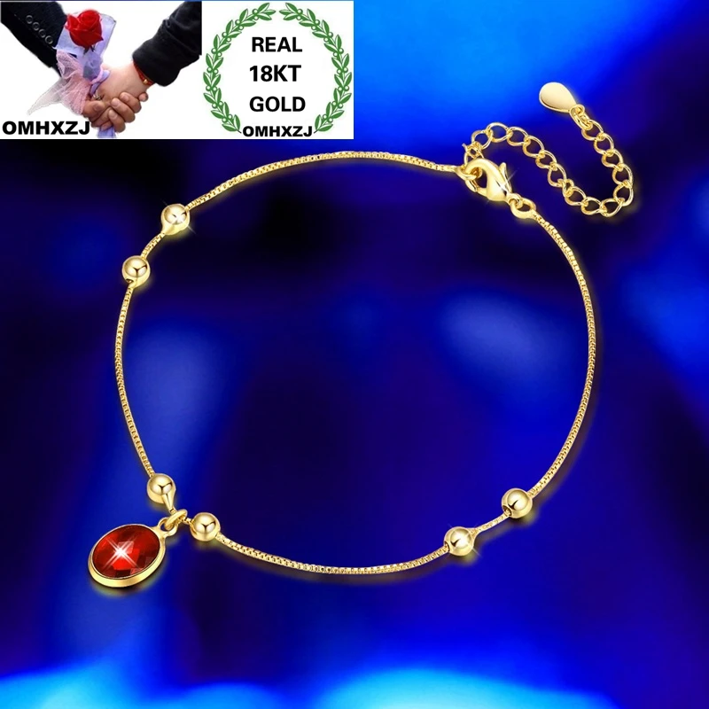 OMHXZJ Wholesale European Fashion Woman Girl Party Birthday Wedding Gift Beads Oval Red AAA Zircon 18KT Gold Pendant Anklet JL12
OMHXZJ Wholesale European Fashion Woman Girl Party Birthday Wedding Gift Beads Oval Red AAA Zircon 18KT Gold Pendant Anklet JL12