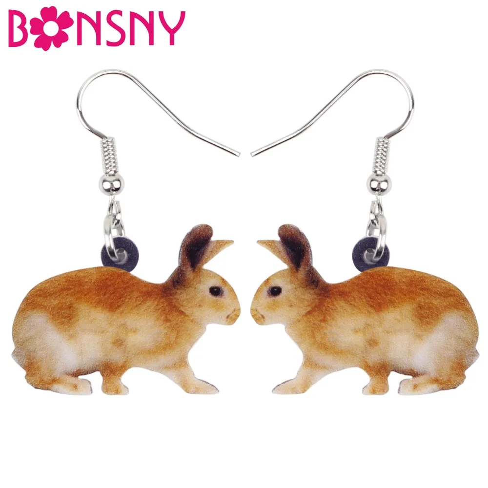 Bonsny Acrylic Lovely Rabbit Hare Earrings Drop Dangle Big Long Cartoon Wild Animal Jewelry For Women Girls Teens Accessory Bulk | Украшения