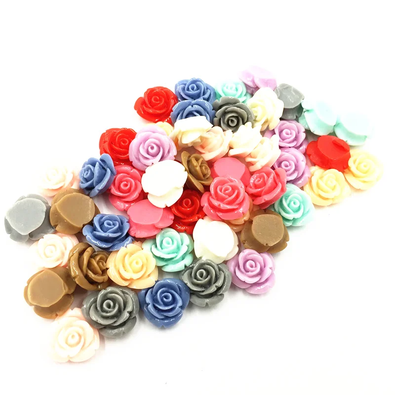 

30Pcs Cameo Cabochon Decoration Mixed Colourful Rose Flower Plant Acrylic Flat Back Fashion Jewelry DIY Making Findings 17mm