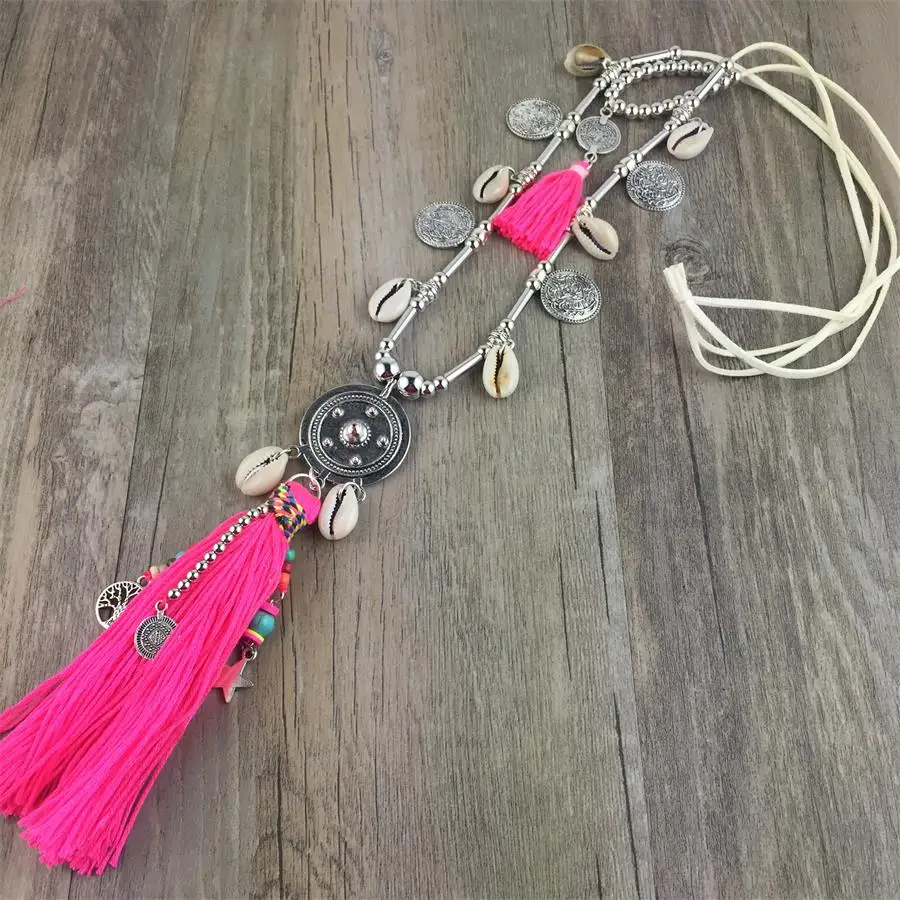 BOHO Chic Cotton Tassel Long Strand Silver Bead Necklaces For Women 2018 Exotic Metal Round Dream Catcher Necklace
BOHO Chic Cotton Tassel Long Strand Silver Bead Necklaces For Women 2018 Exotic Metal Round Dream Catcher Necklace
