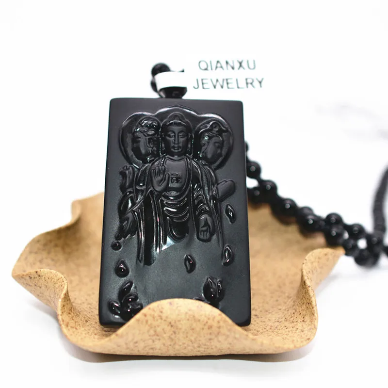 QIANXU Black Obsidian Three Saints of The West Necklace Pendant Buddha Jade Pendant Jade Jewelry Fine Jewelry
QIANXU Black Obsidian Three Saints of The West Necklace Pendant Buddha Jade Pendant Jade Jewelry Fine Jewelry