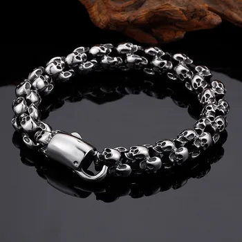 Kalen New Arrival Punk Shiny Skull Charm Bracelets For Men Stainless Steel Gothic Gray Skeleton Bracelet Male Pub Jewelry 2017
Kalen New Arrival Punk Shiny Skull Charm Bracelets For Men Stainless Steel Gothic Gray Skeleton Bracelet Male Pub Jewelry 2017