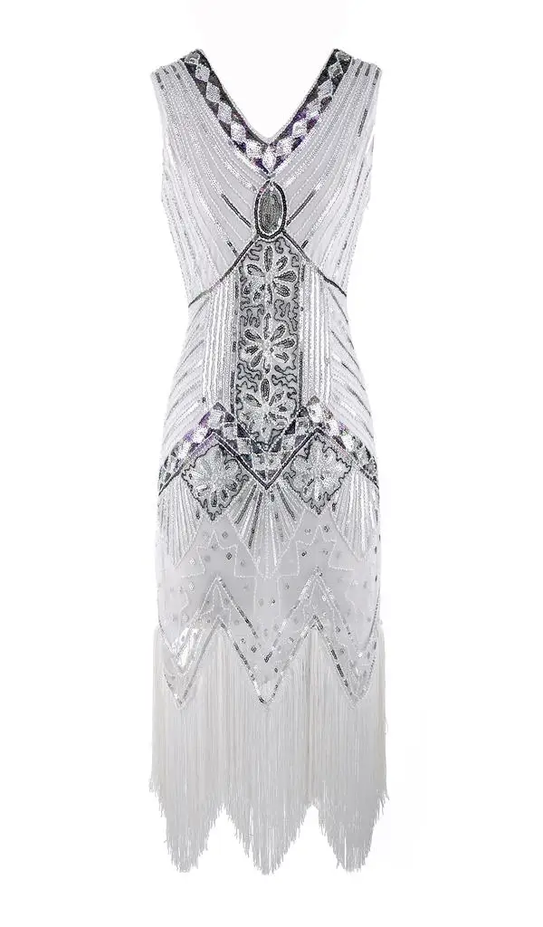 Vintage 1920s Flapper Great Gatsby Dress 2018 Summer Fancy Costumes V-Neck Cap Sleeve Sequin Fringe Party Midi Dresses
Vintage 1920s Flapper Great Gatsby Dress 2018 Summer Fancy Costumes V-Neck Cap Sleeve Sequin Fringe Party Midi Dresses