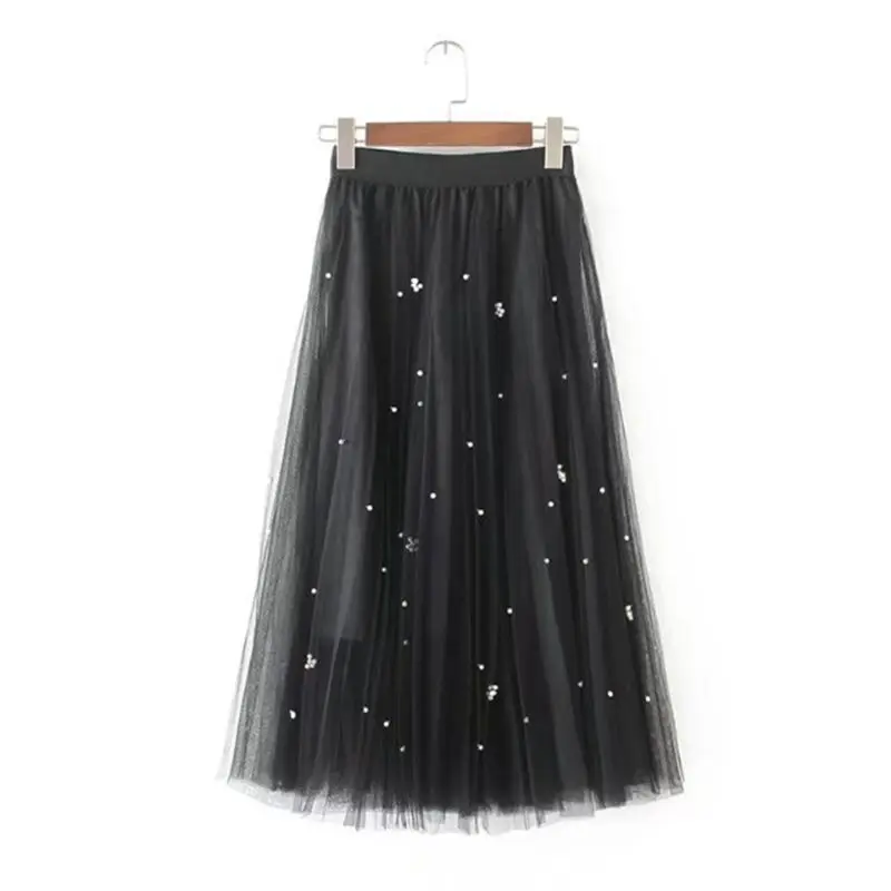 Multi Layers Women High Waist Mesh Maxi Long Tulle Skirt Faux Pearl Flower Embellishment Flowy Solid Color Party A-Line
Multi Layers Women High Waist Mesh Maxi Long Tulle Skirt Faux Pearl Flower Embellishment Flowy Solid Color Party A-Line