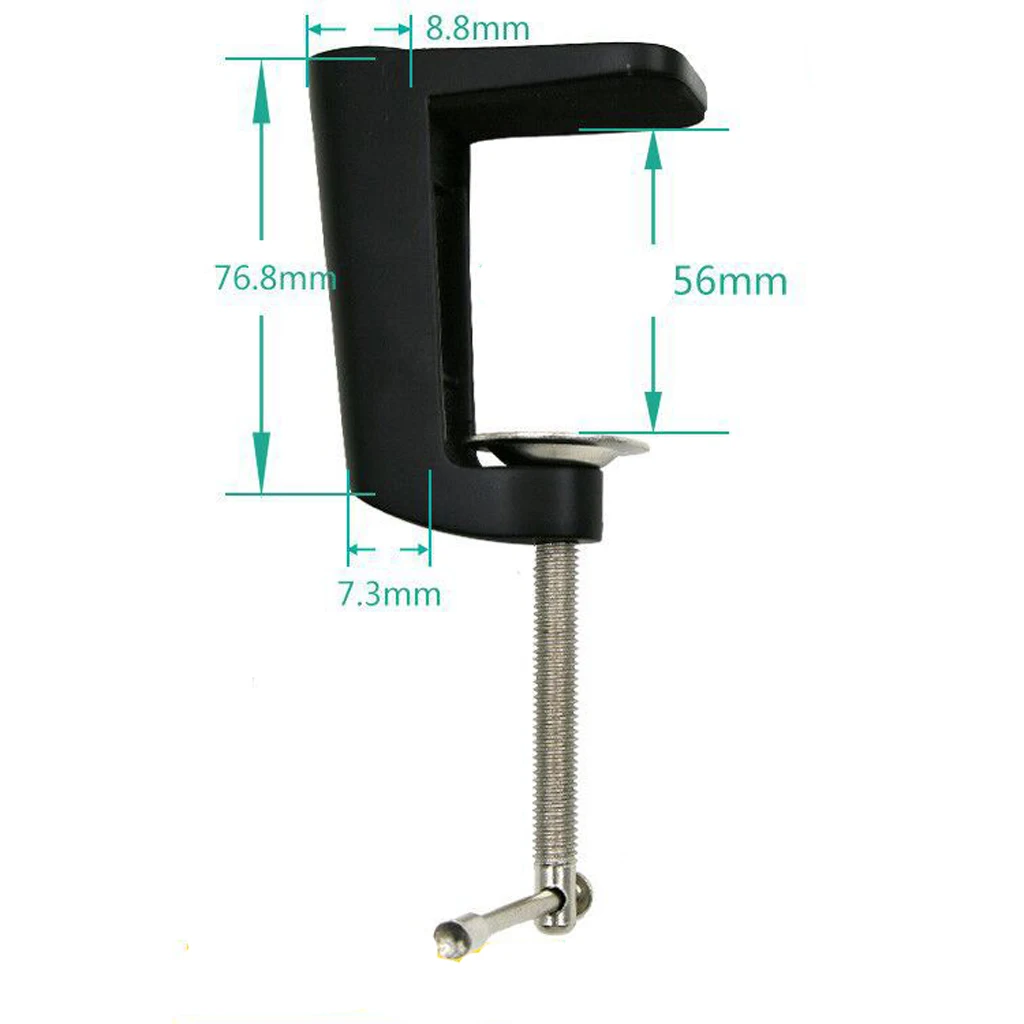 Metal Adjustable Arm Desk Clamp Table Lamp Clip Holder Stand White+Black