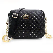 MIni Crown mujer bandolera bolsos remache cadena hombro pequeño mujer Bolso de cuero Bolso bandolera para mujer Bolso mujer(China)
