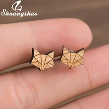 Shuangshuo Kecil Yang Lucu Fox Kepala Stud Earrings Pos 2018 Fox Stud Anting-Anting Kartun Hewan Perhiasan Telinga Kuku untuk Wanita anak-anak(China)