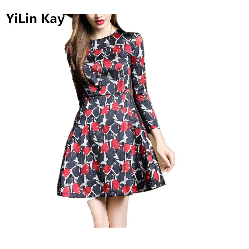 YiLin Kay 2019 new arrival spring women Fashion runway High quality Nine points sleeve slim Jacquard dress 
YiLin Kay 2019 new arrival spring women Fashion runway High quality Nine points sleeve slim Jacquard dress