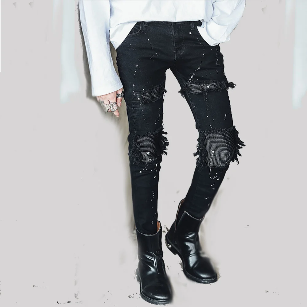 New High Street Dark Washing Jeans PANTS Men's Avant Garde Designed Jeans Pants Pencil Hole Jeans Pants Slim Denim Long Trousers
New High Street Dark Washing Jeans PANTS Men's Avant Garde Designed Jeans Pants Pencil Hole Jeans Pants Slim Denim Long Trousers
